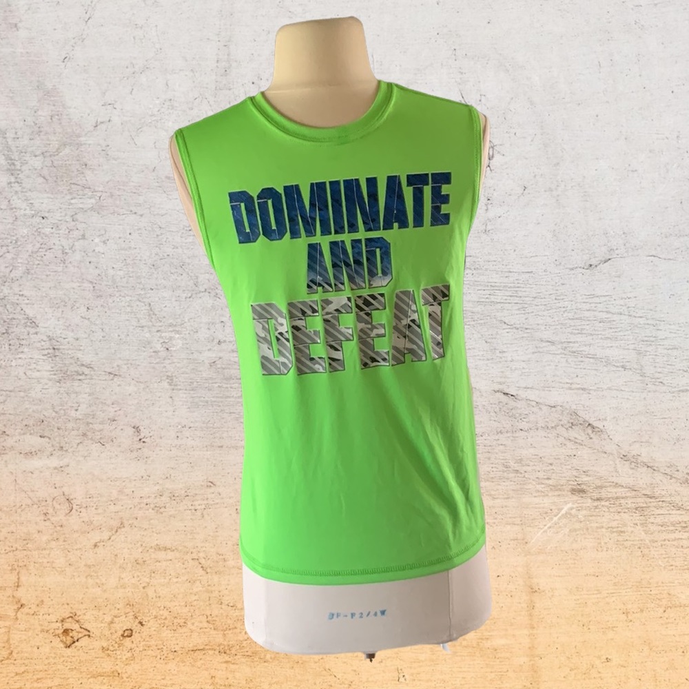 Neon Green Tank Muscle Shirt Performance Boys Large Size 10/12 Athletic New